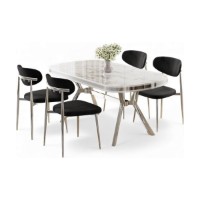 Set mobilă pentru bucătărie Hanah Home Olya White Marble Chrome Black imaginea #2 — magazin online Desire.md