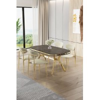Set mobilă pentru bucătărie Hanah Home Olya Anthracite Gold Cream