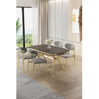 Set mobilă pentru bucătărie Hanah Home Olya Anthracite Gold Grey