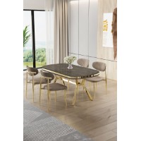 Set mobilă pentru bucătărie Hanah Home Olya Anthracite Gold Cappuccino
