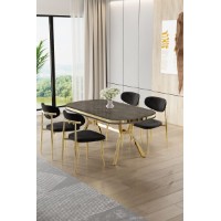 Set mobilă pentru bucătărie Hanah Home Olya Anthracite Gold Black