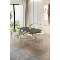 Set mobilă pentru bucătărie Hanah Home Olya Anthracite Chrome Cream