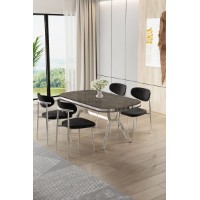 Set mobilă pentru bucătărie Hanah Home Olya Anthracite Chrome Black