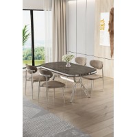 Set mobilă pentru bucătărie Hanah Home Olya Anthracite Chrome Cappuccino