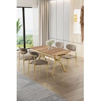 Set mobilă pentru bucătărie Hanah Home Olya Oak Gold Cappuccino