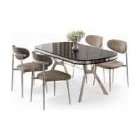 Set mobilă pentru bucătărie Hanah Home Olya Black Marble Chrome Cappuccino imaginea #2 — magazin online Desire.md
