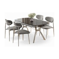 Set mobilă pentru bucătărie Hanah Home Olya Black Marble Chrome Grey imaginea #2 — magazin online Desire.md