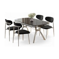 Set mobilă pentru bucătărie Hanah Home Olya Black Marble Chrome Black imaginea #2 — magazin online Desire.md