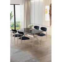 Set mobilă pentru bucătărie Hanah Home Olya Black Marble Chrome Anthracite