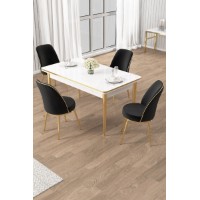 Set mobilă pentru bucătărie Hanah Home Rewa White Gold Black