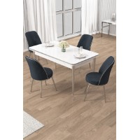 Set mobilă pentru bucătărie Hanah Home Rewa White Chrome Anthracite