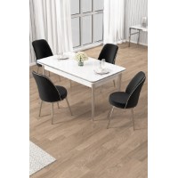 Set mobilă pentru bucătărie Hanah Home Rewa White Chrome Black