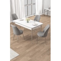 Set mobilă pentru bucătărie Hanah Home Rewa White Chrome Grey