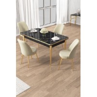 Set mobilă pentru bucătărie Hanah Home Rewa Black Marble Gold Cream