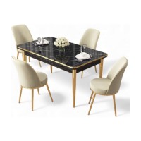 Set mobilă pentru bucătărie Hanah Home Rewa Black Marble Gold Cream imaginea #2 — magazin online Desire.md