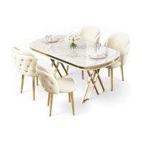 Set mobilă pentru bucătărie Hanah Home Zae White Marble Gold Cream imaginea #2 — magazin online Desire.md