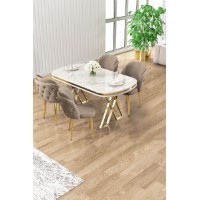 Set mobilă pentru bucătărie Hanah Home Zae White Marble Gold Cappuccino