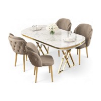 Set mobilă pentru bucătărie Hanah Home Zae White Marble Gold Cappuccino imaginea #2 — magazin online Desire.md