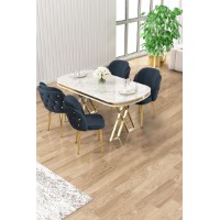 Set mobilă pentru bucătărie Hanah Home Zae White Marble Gold Anthracite