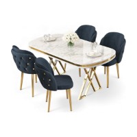 Set mobilă pentru bucătărie Hanah Home Zae White Marble Gold Anthracite imaginea #2 — magazin online Desire.md