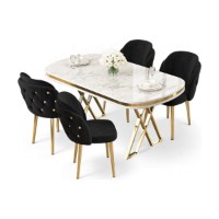 Set mobilă pentru bucătărie Hanah Home Zae White Marble Gold Black imaginea #2 — magazin online Desire.md