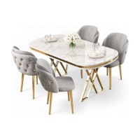 Set mobilă pentru bucătărie Hanah Home Zae White Marble Gold Grey imaginea #2 — magazin online Desire.md