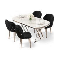 Set mobilă pentru bucătărie Hanah Home Zae White Marble Chrome Black imaginea #2 — magazin online Desire.md