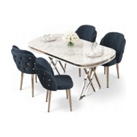 Set mobilă pentru bucătărie Hanah Home Zae White Marble Chrome Anthracite imaginea #2 — magazin online Desire.md