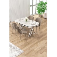 Set mobilă pentru bucătărie Hanah Home Zae White Marble Chrome Cappuccino