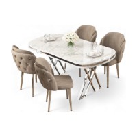 Set mobilă pentru bucătărie Hanah Home Zae White Marble Chrome Cappuccino imaginea #2 — magazin online Desire.md