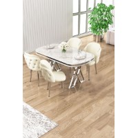 Set mobilă pentru bucătărie Hanah Home Zae White Marble Chrome Cream