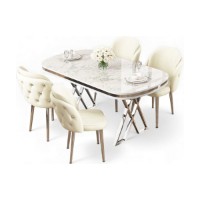 Set mobilă pentru bucătărie Hanah Home Zae White Marble Chrome Cream imaginea #2 — magazin online Desire.md