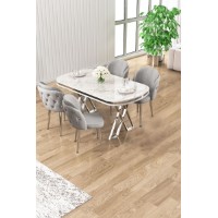 Set mobilă pentru bucătărie Hanah Home Zae White Marble Chrome Grey