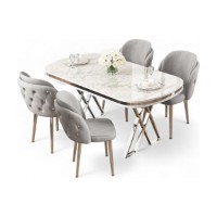 Set mobilă pentru bucătărie Hanah Home Zae White Marble Chrome Grey imaginea #2 — magazin online Desire.md
