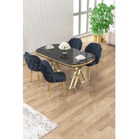 Set mobilă pentru bucătărie Hanah Home Zae Black Marble Gold Anthracite