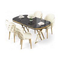 Set mobilă pentru bucătărie Hanah Home Zae Black Marble Gold Cream imaginea #2 — magazin online Desire.md