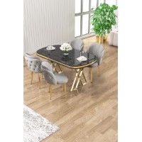 Set mobilă pentru bucătărie Hanah Home Zae Black Marble Gold Grey