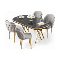 Set mobilă pentru bucătărie Hanah Home Zae Black Marble Gold Grey imaginea #2 — magazin online Desire.md