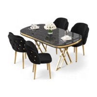 Set mobilă pentru bucătărie Hanah Home Zae Black Marble Gold Black imaginea #2 — magazin online Desire.md