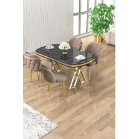 Set mobilă pentru bucătărie Hanah Home Zae Black Marble Gold Cappuccino