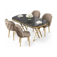 Set mobilă pentru bucătărie Hanah Home Zae Black Marble Gold Cappuccino imaginea #2 — magazin online Desire.md