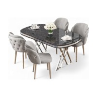 Set mobilă pentru bucătărie Hanah Home Zae Black Marble Chrome Grey imaginea #2 — magazin online Desire.md