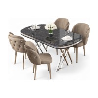 Set mobilă pentru bucătărie Hanah Home Zae Black Marble Chrome Cappuccino imaginea #2 — magazin online Desire.md