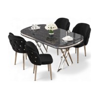 Set mobilă pentru bucătărie Hanah Home Zae Black Marble Chrome Black imaginea #2 — magazin online Desire.md