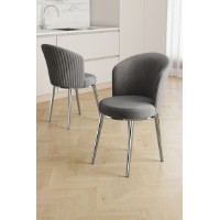 Set scaune Hanah Home Risa Grey Chrome