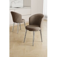 Set scaune Hanah Home Risa Cappuccino Chrome
