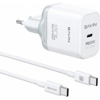 Încărcător Bavin Wall Charger + Type-C to Type-C White (PC2106Y-20W)