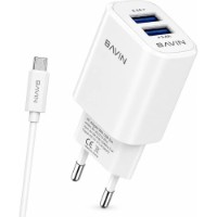 Încărcător Bavin Wall Charger Dual + Micro-USB White (PC913Y)
