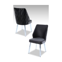 Set scaune Hanah Home Pufi Black Chrome