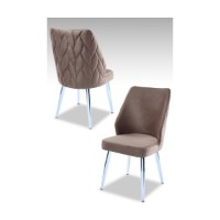 Set scaune Hanah Home Pufi Cappuccino Chrome